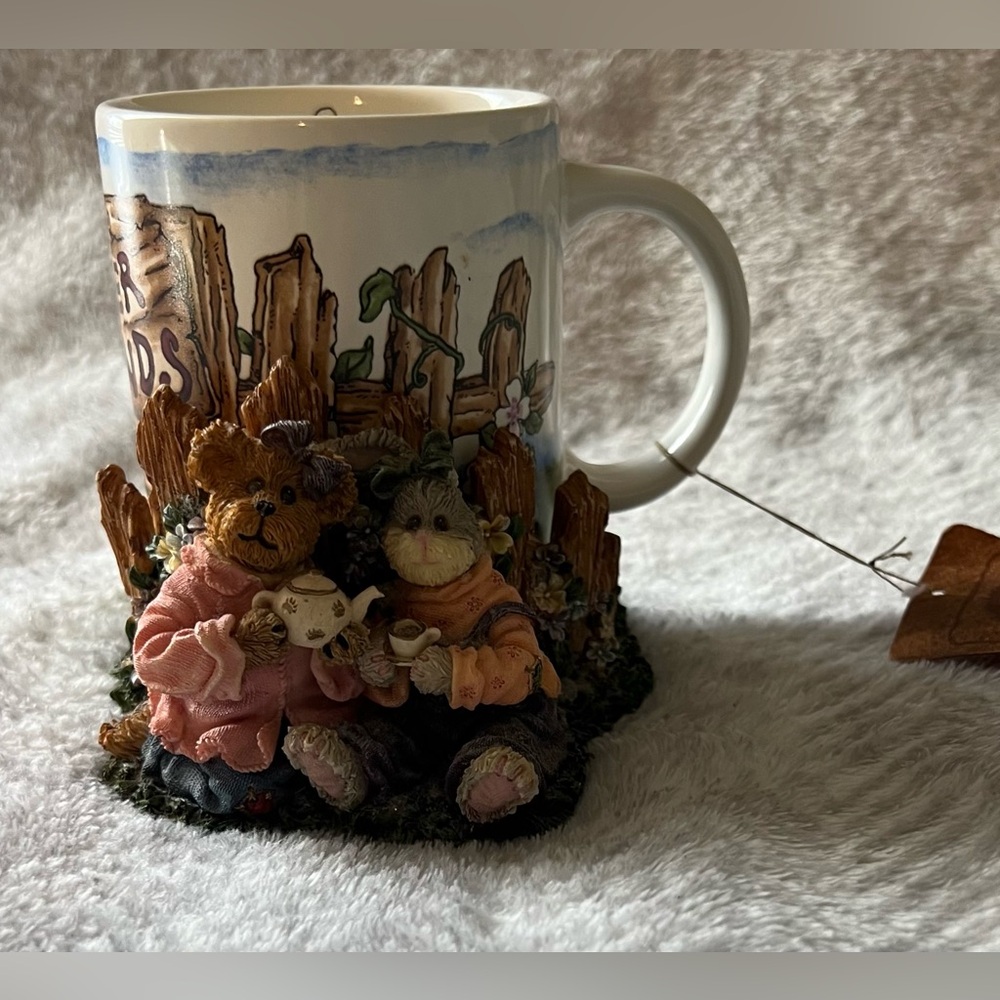 Boyds Bears Coffee Tea Cup Mug & Coaster Set. Discontinued collectible